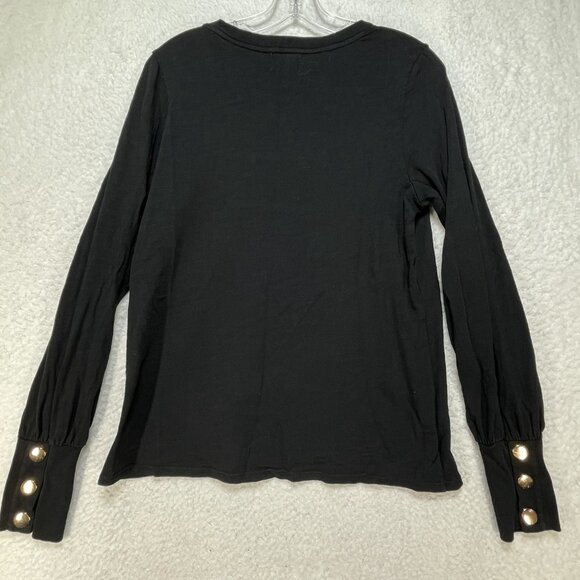 Nation Peruvian Cotton Womens Medium Bishop Sleeve Black With Wrist Buttons - Picture 2 of 6